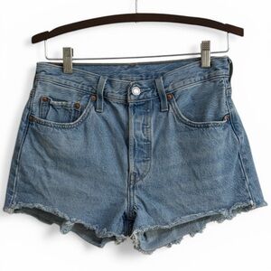 Levi’s High-Rise Faded Blue Denim Cutoff Shorts Sz 27